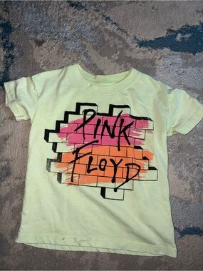 Pink Floyd Kids Tee in Pale Yellow with Pink & Orange Graphic